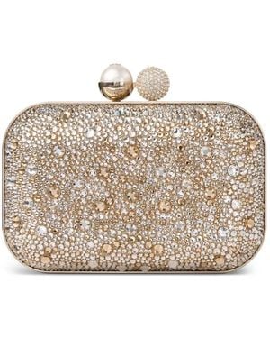Jimmy Choo Crystal-Embellished Pearl-Detail Clutch Bag - Natural