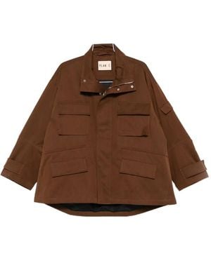 Plan C Delave Twill Military Jacket - Brown