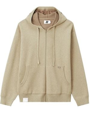 Izzue Logo-Print Zip-Up Hoodie - Natural