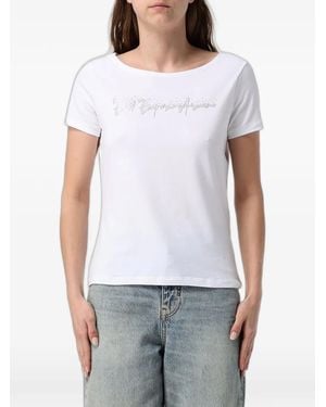 EA7 T-Shirt Con Paillettes - Bianco