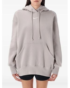 Nike Phoenix Logo-Embroidered Hoodie - Grey