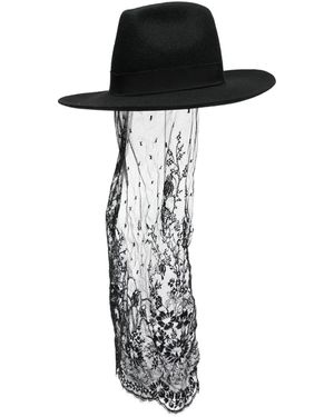 Isabel Benenato Lace-Detailed Hat - Black
