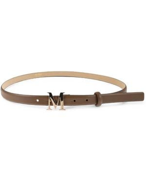 Max Mara M Monogram Buckle Leather Belt - White