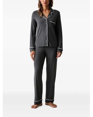 DKNY Pijama Con Ribete En Contraste - Negro