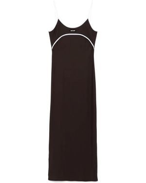 Miu Miu Midikleid mit Kontrastdetail - Braun