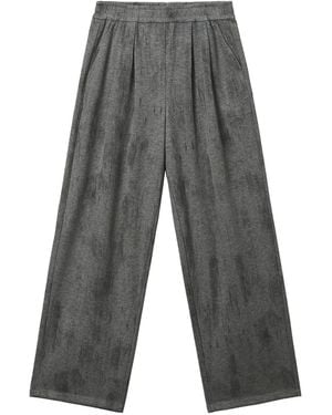 B+ AB Elastic-Waistband Pleated Pants - Gray