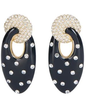 Balmain Boucles D'Oreilles Organic En Laiton Laqué Ornées De Cristaux - Blanc