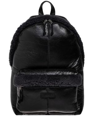Balenciaga Explorer Shearling-Trim Leather Backpack - Black