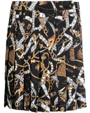 Moschino Knife-Pleat Silk A-Line Skirt - Black