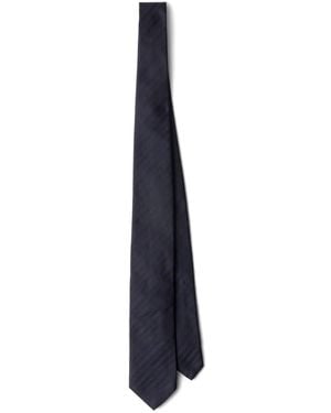 Prada Striped-Pattern Silk Tie - Blue