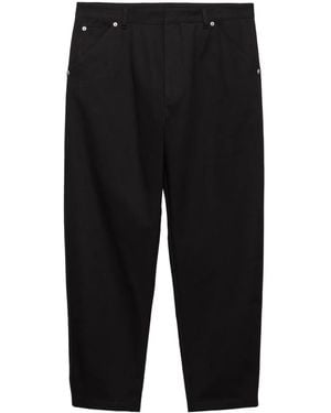 Prada Triangle-Logo Tapered-Leg Relaxed Cotton Trousers - Black