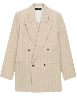 Amiri Striped Double-Breasted Blazer - Natural