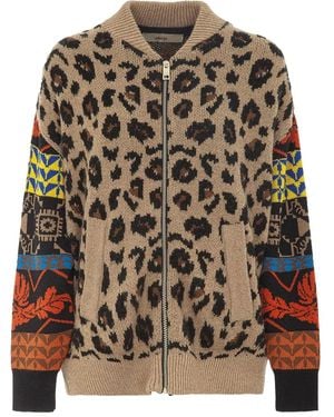 Akep Leopard-Print Patterned Knit Cardigan - Natural