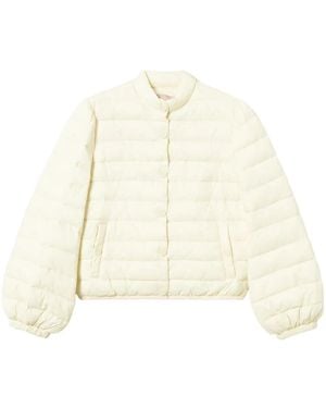 Twinset Logo-Buttons Puffer Jacket - White