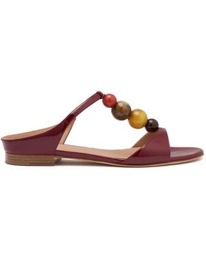 Malone Souliers Lena Bead-Embellished Patent-Leather Sandals - Brown