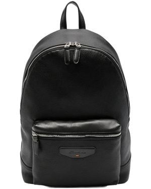 Santoni Leather Backpack - Black