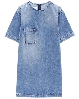 Anine Bing Tulah Chest-Pocket Mini Dress - Blue