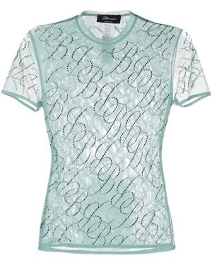 Blumarine ロゴスタッズ Tシャツ - ブルー