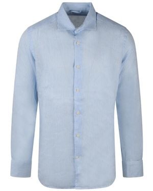 Mc2 Saint Barth Striped Linen Shirt - Blue