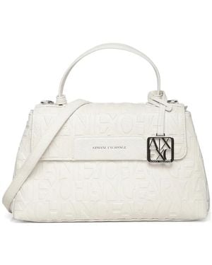 ARMANI EXCHANGE Embossed Top-Handle Bag - White