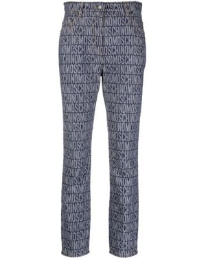 Moschino Logo-Jacquard High-Rise Slim-Cut Jeans - Blue