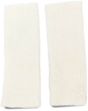 Patrizia Pepe Ribbed-Knit Fingerless Gloves - White
