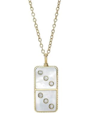 Retrouvai Domino Mother Of Pearl And Diamond Necklace - Metallic
