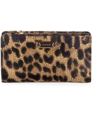 Borbonese Leopard-Print Logo-Plaque Wallet - Brown