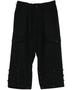 Yohji Yamamoto Hem Button Cargo Trousers - Black