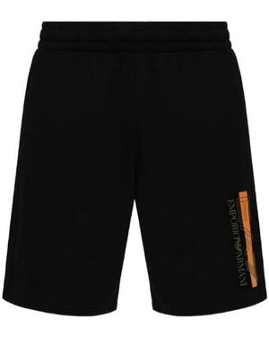 EA7 Logo-Print Shorts - Black