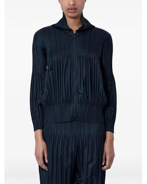 Pleats Please Issey Miyake Pleated Hooded Jacket - Blue