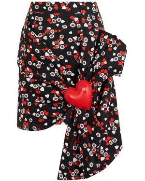 Moschino Heart-Embellished Draped Mini Skirt - White