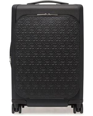 Ferragamo Gancini-Print Leather Luggage - Black