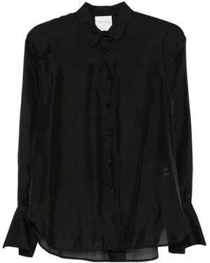 Forte Forte Sheer-Panel Collared Shirt - Black