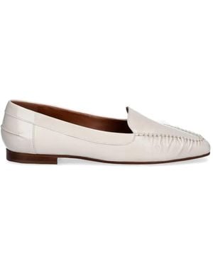 Pollini Uptown Whipstitch-Trim Loafers - White