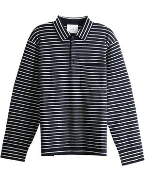 The Elder Statesman Superlight Striped Long-Sleeve Polo Shirt - Blue