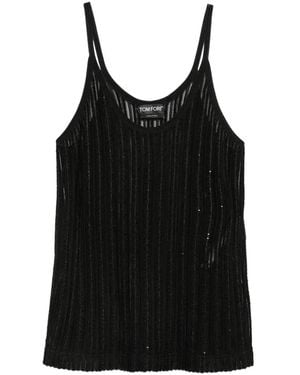 Tom Ford Sequin-Embellished Ribbed-Knit Top - Black