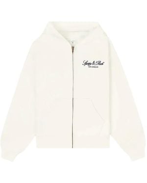 Sporty & Rich Logo-Print Zip-Up Hoodie - White