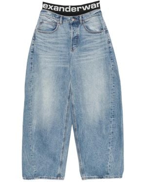 Alexander Wang Vaqueros Anchos Con Logo En La Cintura - Azul