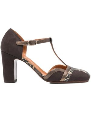 Chie Mihara 85Mm T-Bar Block-Heel Court Shoes - Brown