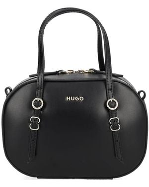 HUGO Buckle-Detail Logo-Detail Tote Bag - Black