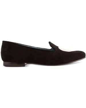 Blue Bird Shoes Embroidered Suede Loafers - Black