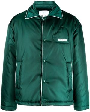 CASABLANCA Logo-Patch Padded Satin Jacket - Green