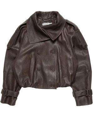 Acne Studios Cropped Leather Trench Coat - Brown