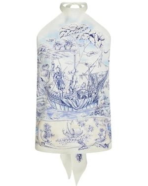 Ferragamo Foulard-Top Mit Voyage-Print - Weiß