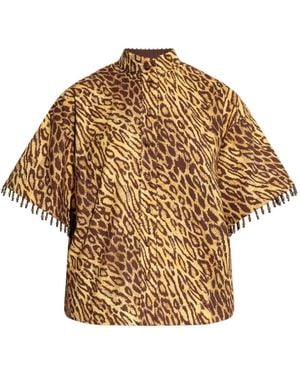 Zimmermann Leopard-Print Beaded-Fringe Shirt - Metallic