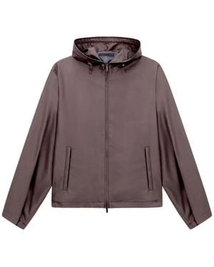 Giorgio Armani Hooded Zip-Up Jacket - Brown