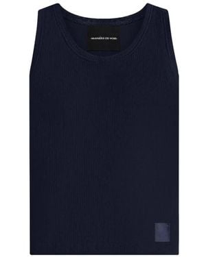 Manière De Voir Vs001 Ribbed Cotton Vest - Blue