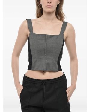 GIUSEPPE DI MORABITO Square-Neck Corset Top - Gray