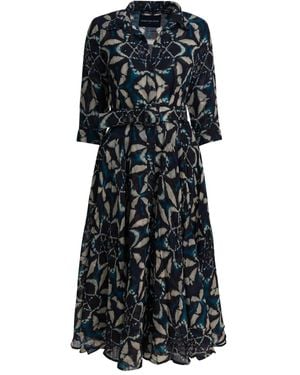 Samantha Sung Leaf Print Dress - Blue